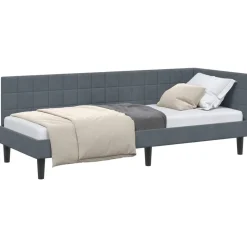vidaXL Hörn Sängram med huvudgavel Mörkgrå 80 cm x 200 cm Sammet