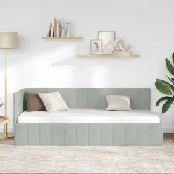 vidaXL Hörn Sängram med huvudgavel Ljusgrå 80 cm x 200 cm Sammet