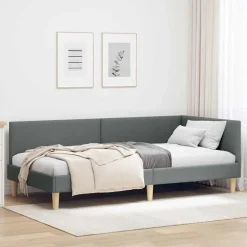 Online vidaXL Hörn Sängram 80 cm x 200 cm Tyg och plywood Mörkgrå