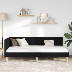 Sale vidaXL Hörn Sängram 80 cm x 200 cm Tyg och plywood Svart