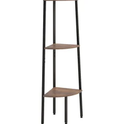 Sale vidaXL Hörnhylla 3 hyllplan och svart 45,5x31,5x120 cm Mörkbrun
