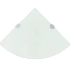 Clearance vidaXL Hörnhylla glas med förkromade hyllkonsoler 25x25 cm Vit