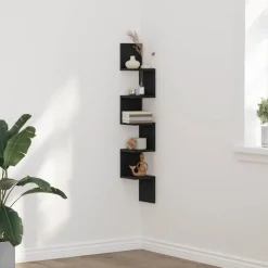 vidaXL Hörnhylla med hylla Svart Ek 20 x 20 x 127,5 cm Konstruerat trä