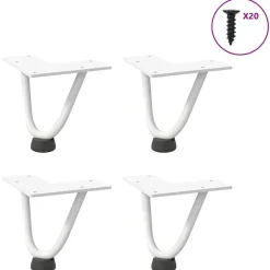 vidaXL Hårnålsben för soffbord 4 st vita 10 cm massivt stål