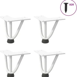 vidaXL Hårnålsben för soffbord 4 st vita 10 cm massivt stål