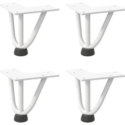 vidaXL Hårnålsben för soffbord 4 st vita 10 cm massivt stål