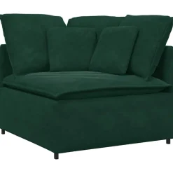 vidaXL Hörnmodul för soffmodul med dynor mörkgrön 100 cm