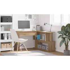 vidaXL Hörnskrivbord hantverksmässig ek 200,5x50x76 cm konstruerat trä