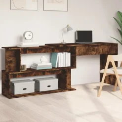 Online vidaXL Hörnskrivbord 200x50x76 cm konstruerat trä Rökfärgad ek