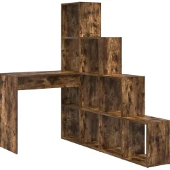Clearance vidaXL Hörnskrivbord Rökt ek 101,5 x 149,5 x 149,5 cm Konstruerat trä Rökfärgad ek