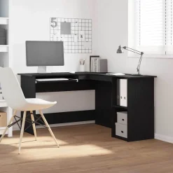 vidaXL Hörnskrivbord Svart Ek 120 x 140 x 75 cm Konstruerat trä