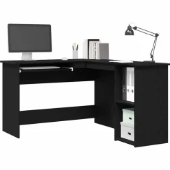 vidaXL Hörnskrivbord Svart Ek 120 x 140 x 75 cm Konstruerat trä