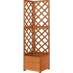 Best vidaXL Hörnspaljé med odlingslåda 40x40x150 cm massivt granträ Brun
