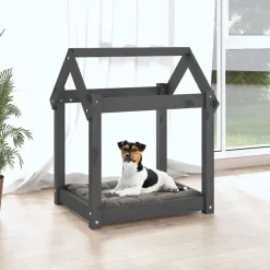 vidaXL Hundbädd grå 61x50x70 cm massiv furu
