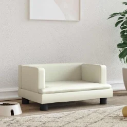 Hot vidaXL Hundbädd gräddvit 60x40x30 cm konstläder Kräm