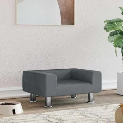 New vidaXL Hundbädd 50x40x26,5 cm sammet Mörkgrå