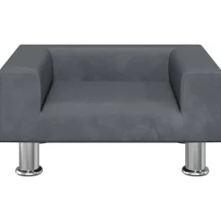 New vidaXL Hundbädd 50x40x26,5 cm sammet Mörkgrå