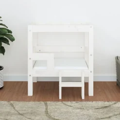 vidaXL Hundbädd vit 55,5x53,5x60 cm massiv furu