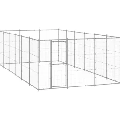 vidaXL Hundgård för utomhusbruk galvaniserat stål 21,78 m²