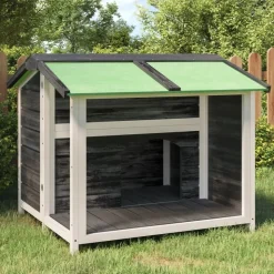 vidaXL Hundgård grå 96x87x80,5 massiv furu