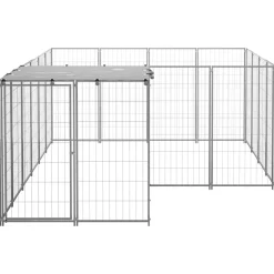 vidaXL Hundgård silver 6,05 m² stål