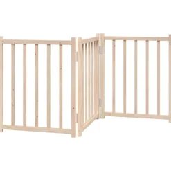 Hot vidaXL Hundgrind hopfällbar 3 paneler 150 cm massivt granträ Naturfärg