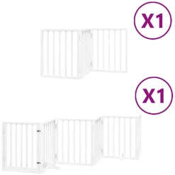 vidaXL Hundgrind med dörr vikbar 9 paneler vit 450 cm poppel