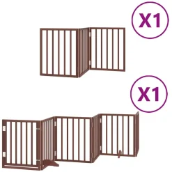 vidaXL Hundgrind med dörr vikbar 9 paneler brun 450 cm poppel