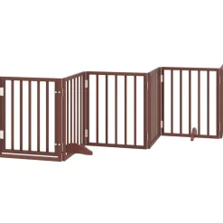 vidaXL Hundgrind med dörr vikbar 9 paneler brun 450 cm poppel