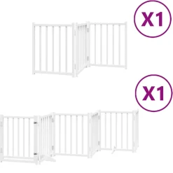 vidaXL Hundgrind med dörr vikbar 9 paneler vit 450 cm poppel