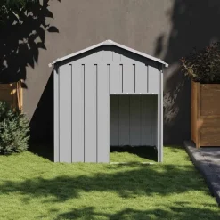 vidaXL Hundkoja med tak ljusgrå 117x103x123 cm galvaniserat stål