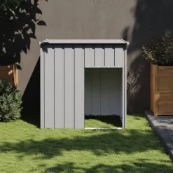 vidaXL Hundkoja med tak ljusgrå 110x103x109 cm galvaniserat stål