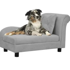 vidaXL Hundsoffa med kudde grå 83x44x44 cm plysch