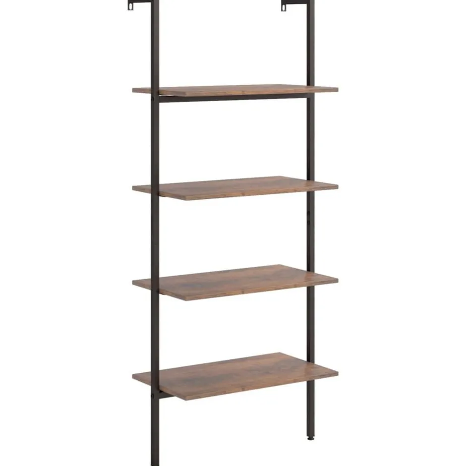 New vidaXL Hylla 4 hyllplan ljusbrun och svart 64x35x152,5 cm Mörkbrun