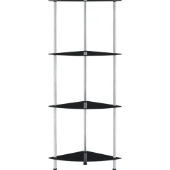 Discount vidaXL Hylla 4 hyllplan 30x30x100 cm härdat glas Svart