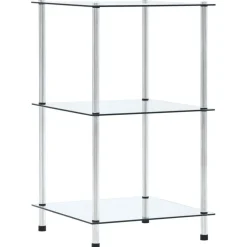 vidaXL Hylla 3 hyllplan transparent 40x40x67 cm härdat glas