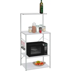 Outlet vidaXL Hylla för mikrovågsugn 60x39,6x123 cm konstruerat trä Vit
