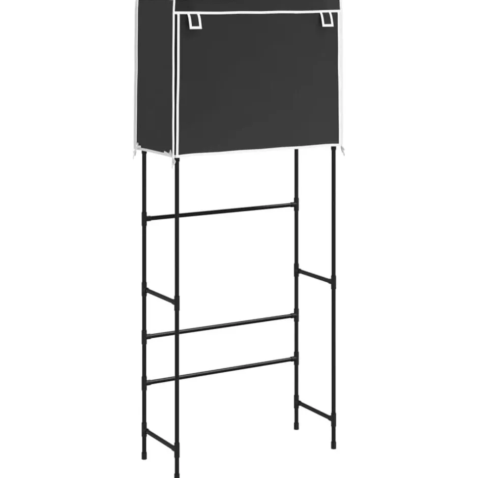 New vidaXL Hylla för tvättmaskin med 2 hyllplan 71x29,5x170,5cm järn Svart
