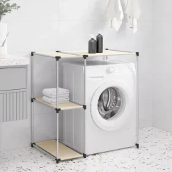 Hot vidaXL Hylla för tvättmaskin gräddvit 87x55x90,5 cm järn Kräm