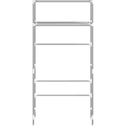 vidaXL Hylla för tvättmaskin med 2 hyllplan grå 69x28x143 cm järn