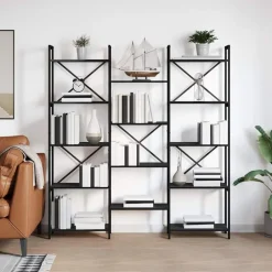 New vidaXL Hyllsystem 156 x 25 x 167 cm Konstruerat trä Svart ek