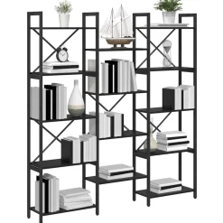 New vidaXL Hyllsystem 156 x 25 x 167 cm Konstruerat trä Svart ek