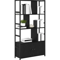 vidaXL Hyllsystem Svart Ek 80 x 30 x 155,5 cm Konstruerat trä