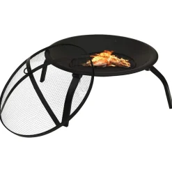 vidaXL 2-i-1 Eldstad med grill och eldgaffel 56x56x49 cm stål