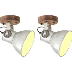 vidaXL Industriell vägglampa/taklampa 2 st silver 20x25 cm E27