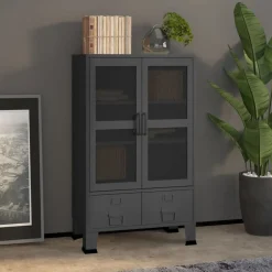 vidaXL Industriellt förvaringsskåp antracit 70x40x115 cm metall
