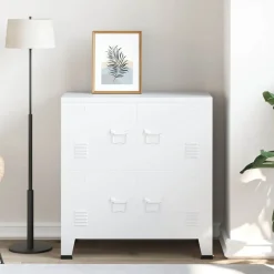 Sale vidaXL Industriellt förvaringsskåp 75x40x80 cm stål Vit