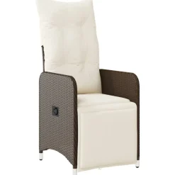 Clearance vidaXL Justerbar trädgårdsstol med dynor konstrotting Brun