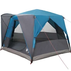 vidaXL Kabeltält 5-personer med tak Blå och grå 333 x 317 x 194 cm