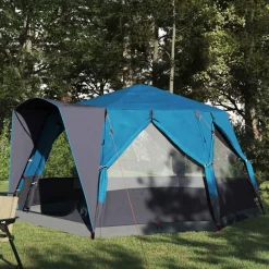 vidaXL Kabeltält 5-personer med tak Blå och grå 333 x 317 x 194 cm